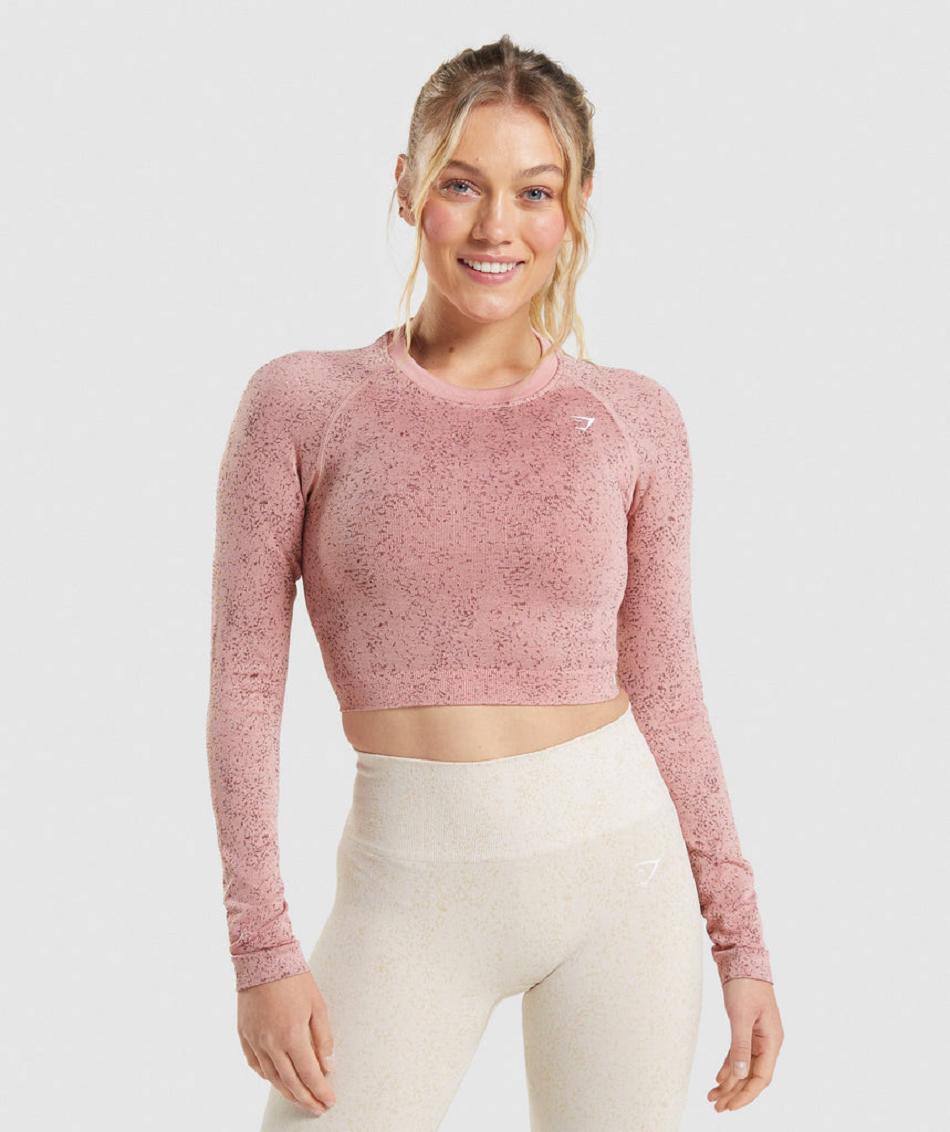 Long Sleeve Gymshark Adapt Fleck Seamless Mujer Rosas | CO 2317KOR